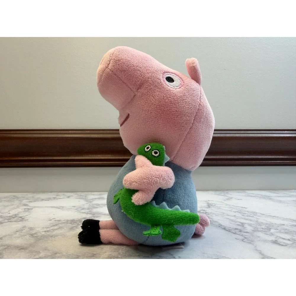 Ty Peppa Pig George Pig Plush Set of 2 Bananas and George w/ Dinosaur Pink Blue